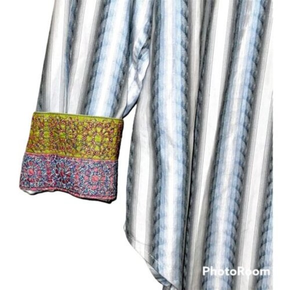 Robert Graham Men Maca Bana Button Down Shirt Flip Cuff Large GUC - Picture 4 of 6